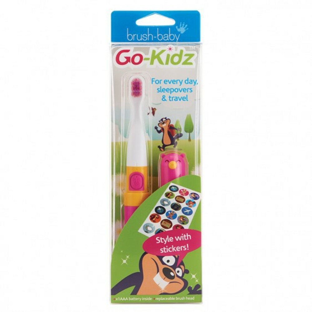 英國 brush-baby 外出攜帶型GoKidz聲波電動牙刷(粉紅/藍/綠)-圖片-1