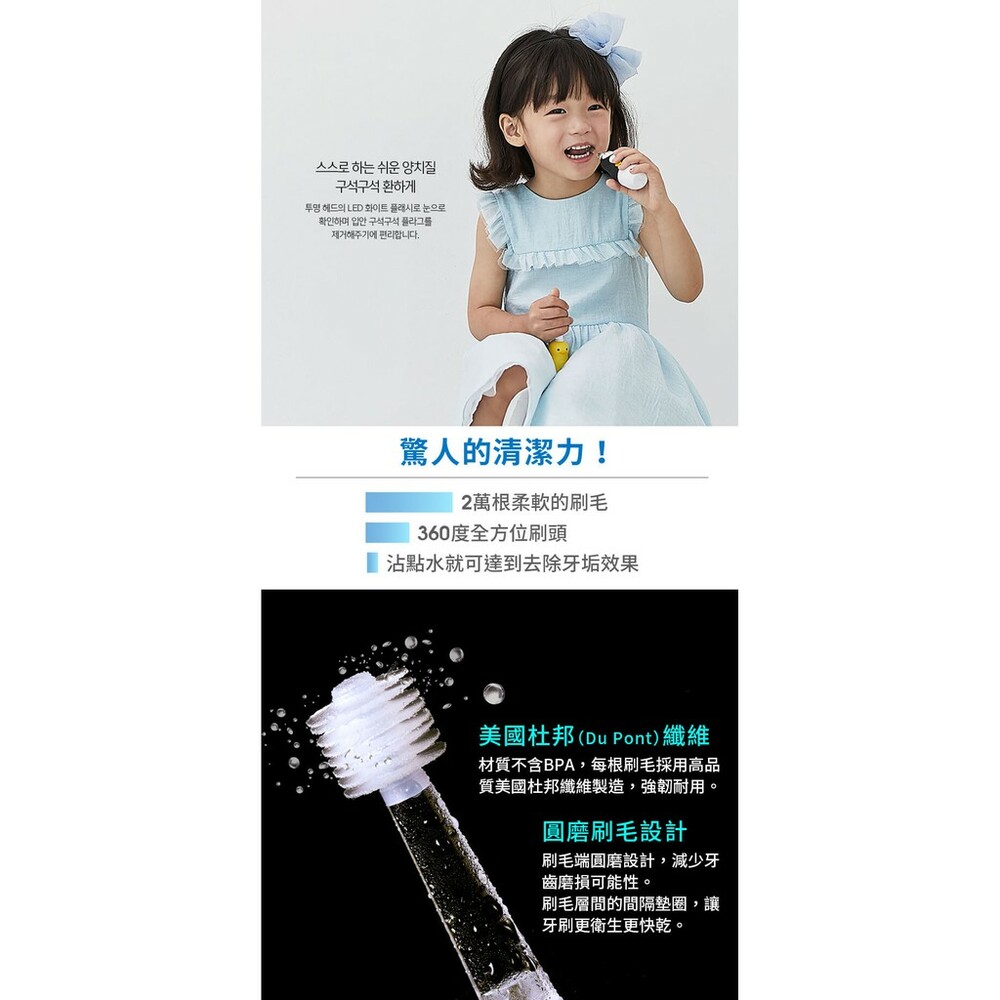 頂級款 Vivatec 創新升級‧5倍清潔力 Mega Ten 360度幼童電動牙刷(小鴨)-圖片-5