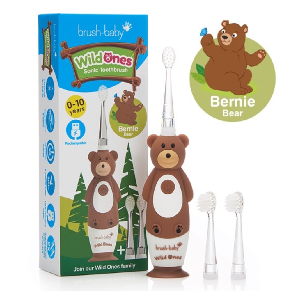 英國brush-baby充電式聲波電動牙刷(0-10歲/棕熊-柏尼克)