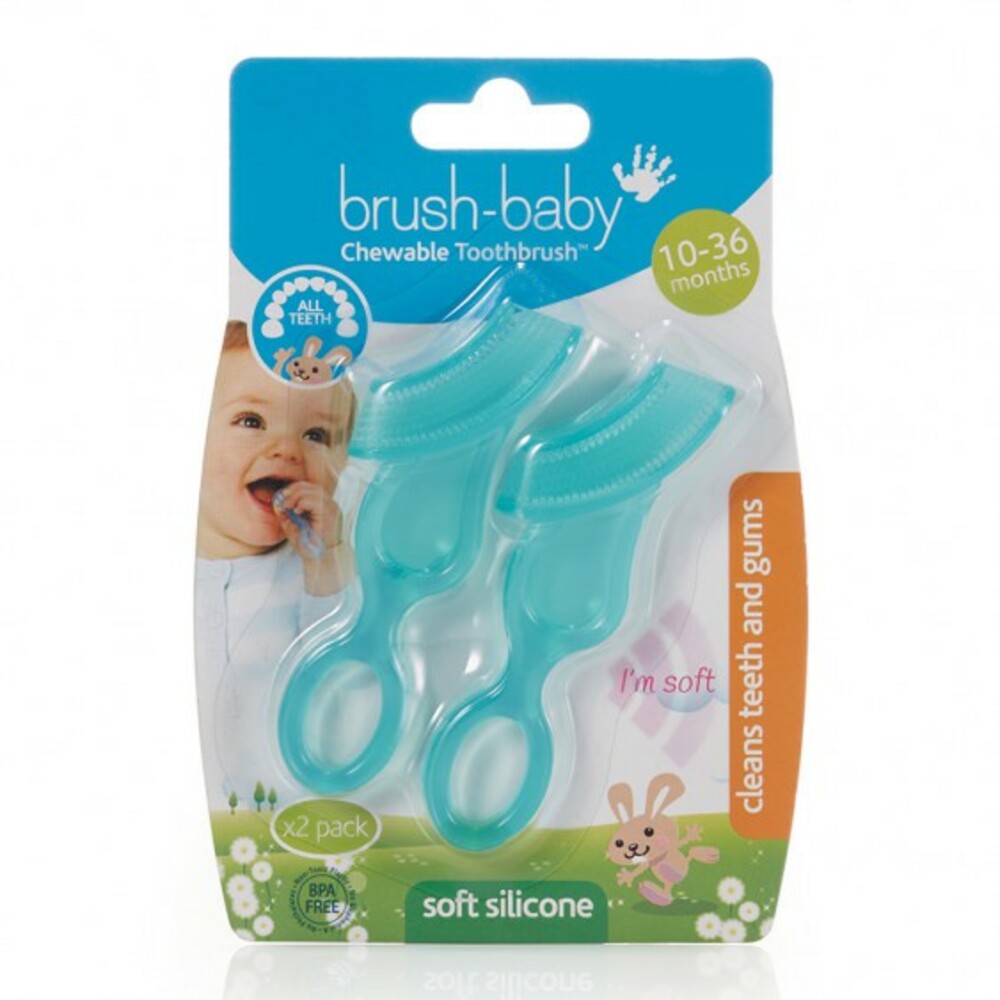 6271307-英國brush-baby 固齒潔牙刷(粉綠)2入裝